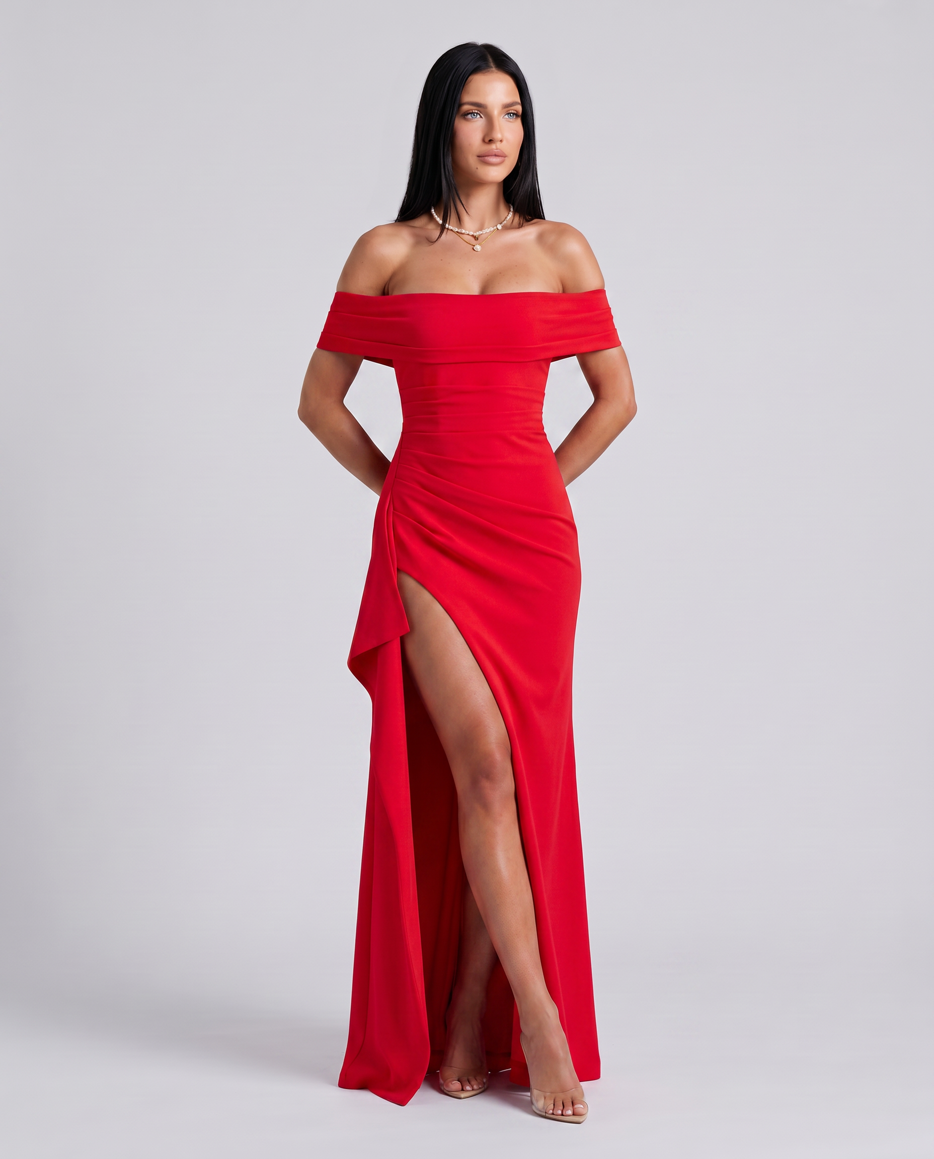 Miriam • Vestido Maxi Off Shoulder con Abertura