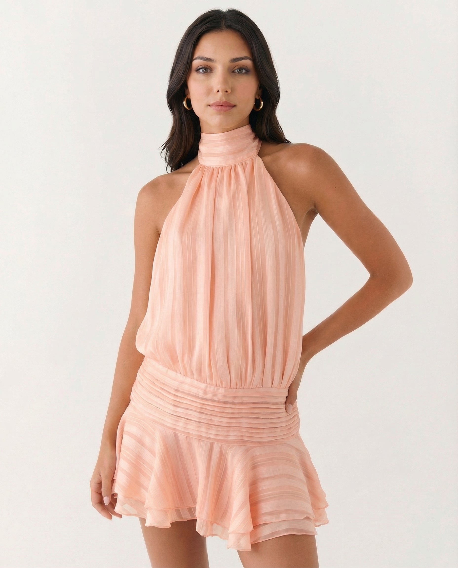 Deborah • Mono con escote halter y volante