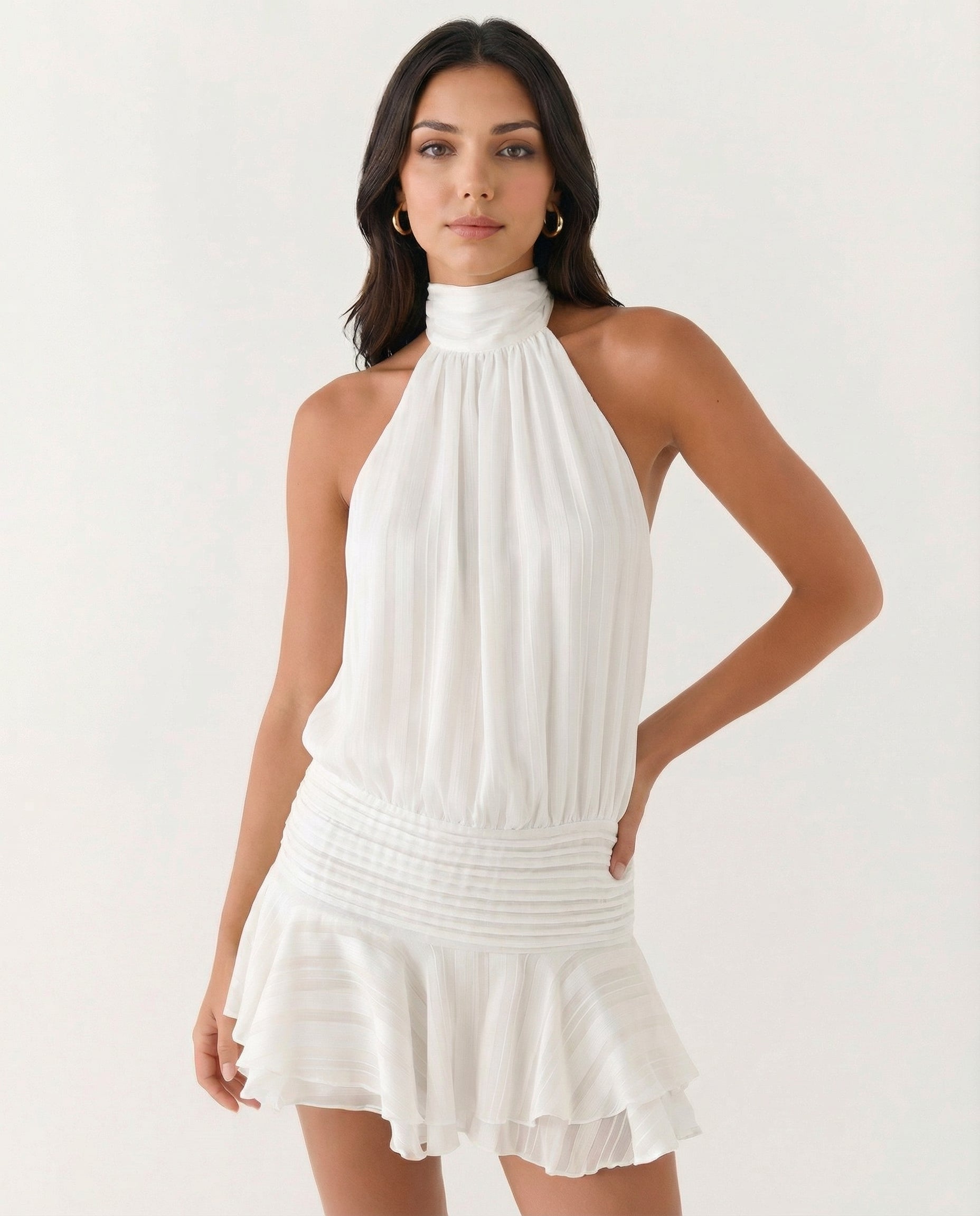 Deborah • Mono con escote halter y volante