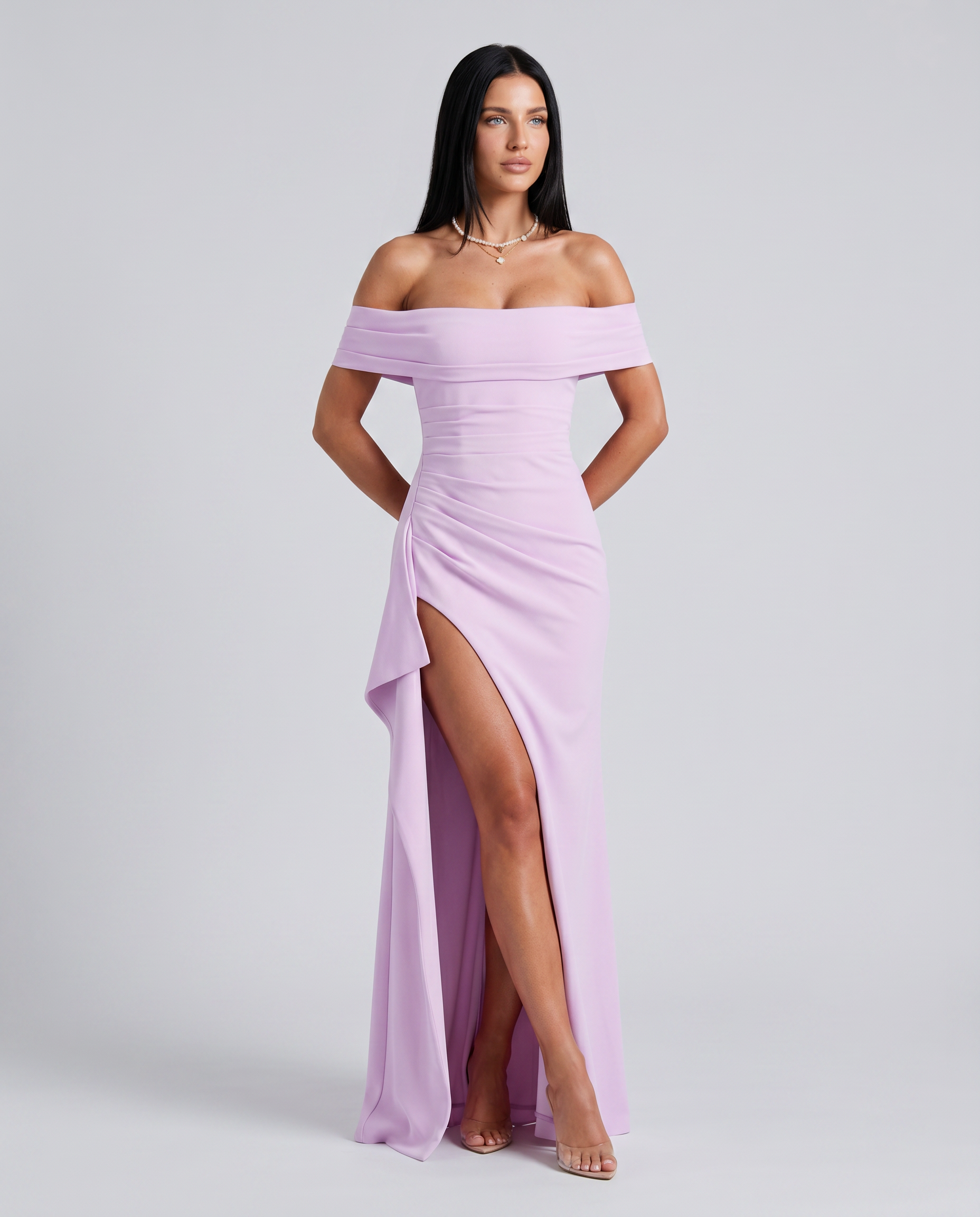 Miriam • Vestido Maxi Off Shoulder con Abertura